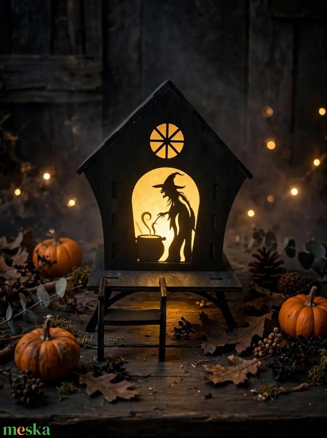 Világító boszorkányház � fa Halloween LED dekoráció - otthon & életmód - dekoráció - halloween - halloweeni lámpás - Meska.hu