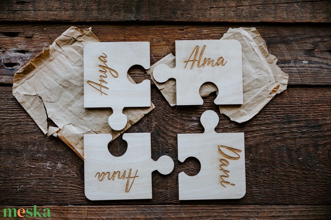 4 darabos névre szóló puzzle poháralátét szett - otthon & életmód - Meska.hu