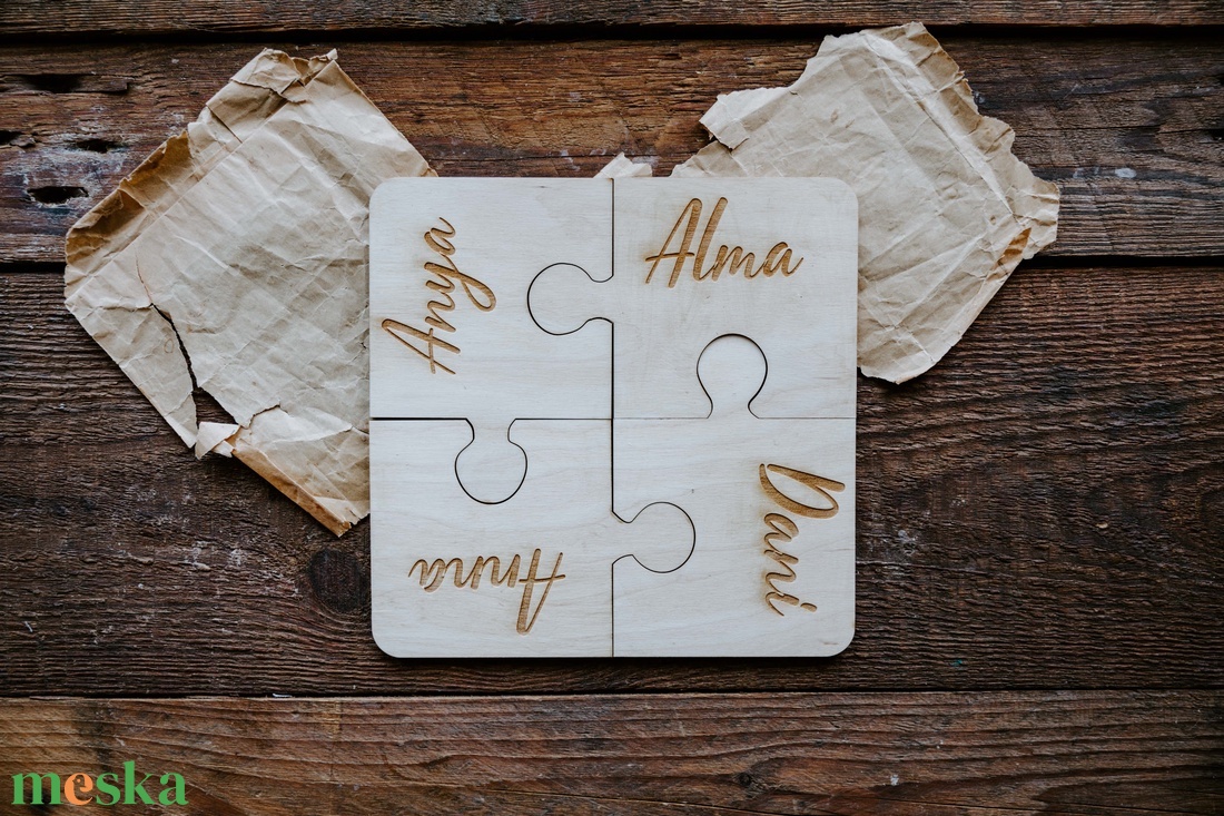 4 darabos névre szóló puzzle poháralátét szett - otthon & életmód - Meska.hu