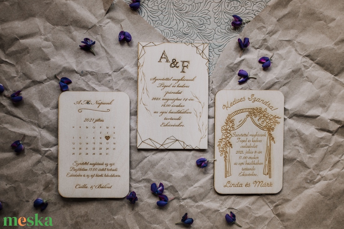 Fa Esküvői Meghívó - esküvő - meghívó & kártya - meghívó - Meska.hu