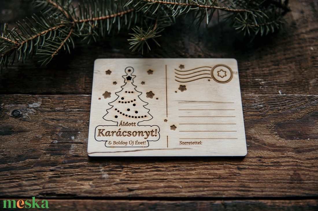 Fa karácsonyi képeslap Karácsonyi dekoráció Karácsonyi dísz - karácsony - karácsonyi ajándékozás - karácsonyi képeslap, üdvözlőlap, ajándékkísérő - Meska.hu