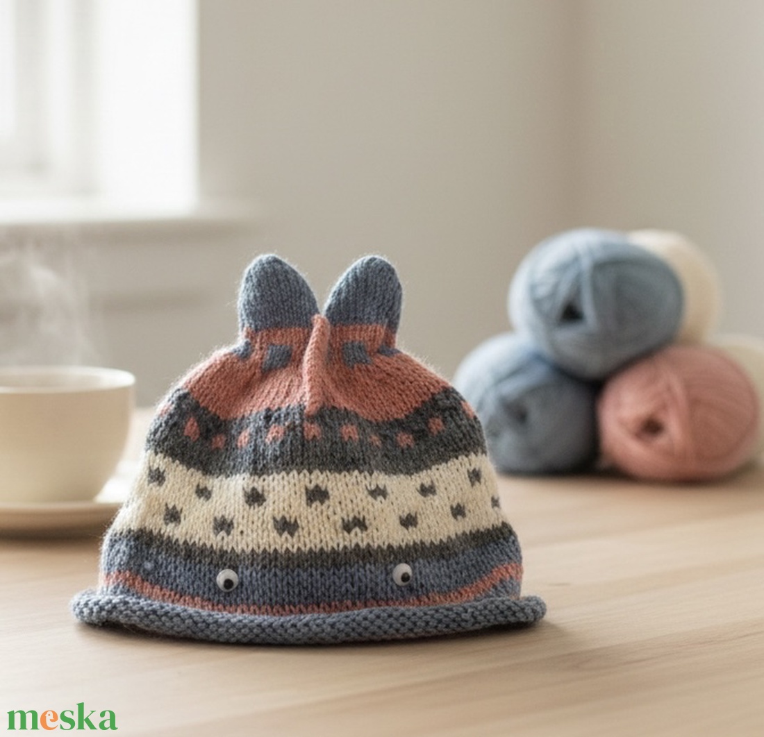 Kötött baba sapka � halacska, természetes fonalból 44-46 cm - baba - mama - babaruházat - babasapka - Meska.hu