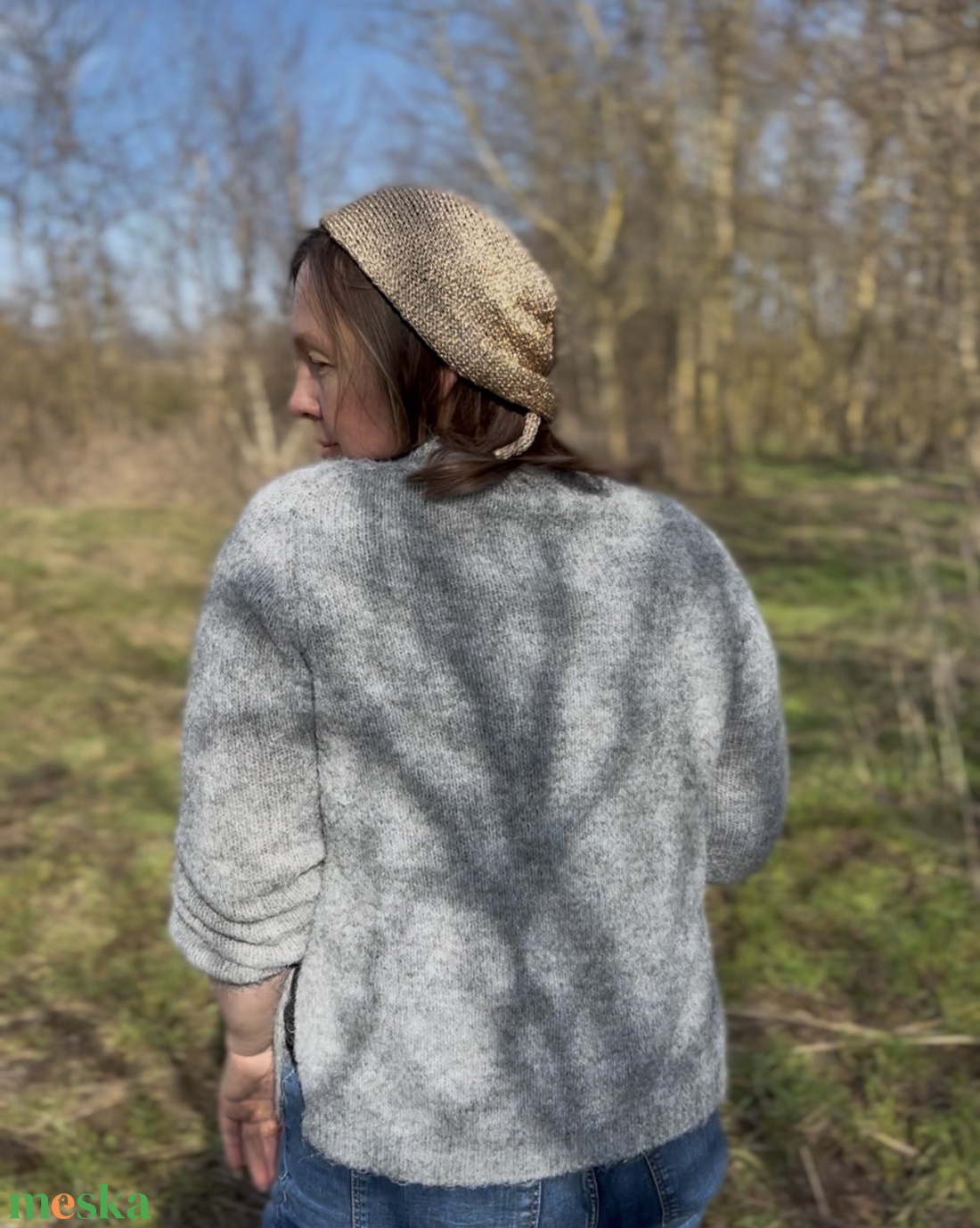 Arany színű, metálfényű kötött kendő - ruha & divat - sál, sapka, kendő - fejpánt - Meska.hu