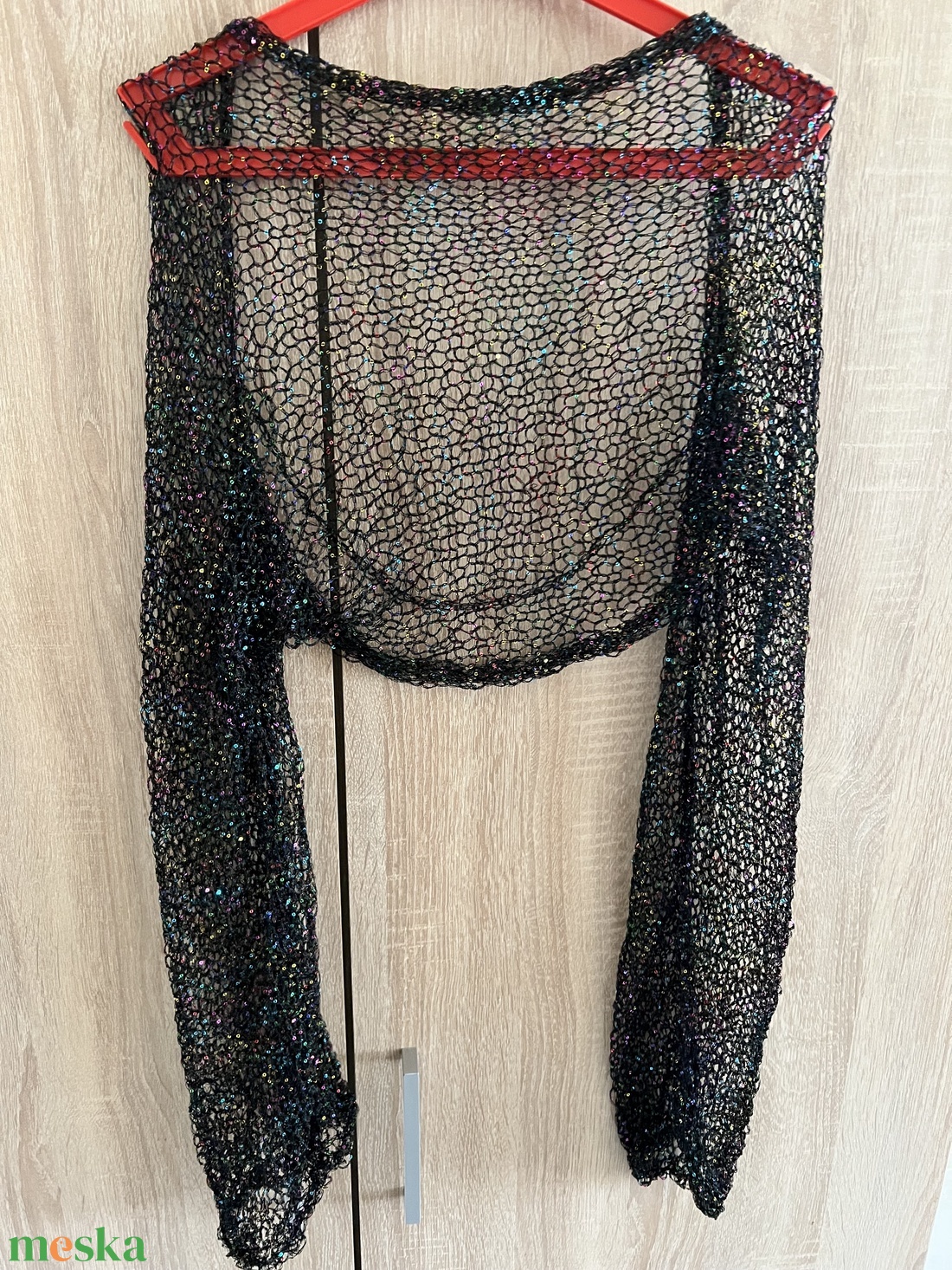 Csillogó hálós boleró, flitteres fekete shrug, alkalmi felső vagy strand kiegészítő (S/M) - ruha & divat - női ruha - bolero - Meska.hu