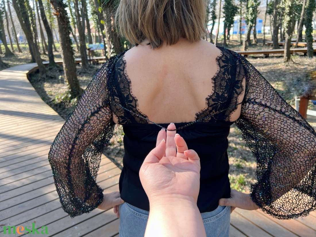 Csillogó hálós boleró, flitteres fekete shrug, alkalmi felső vagy strand kiegészítő (S/M) - ruha & divat - női ruha - bolero - Meska.hu