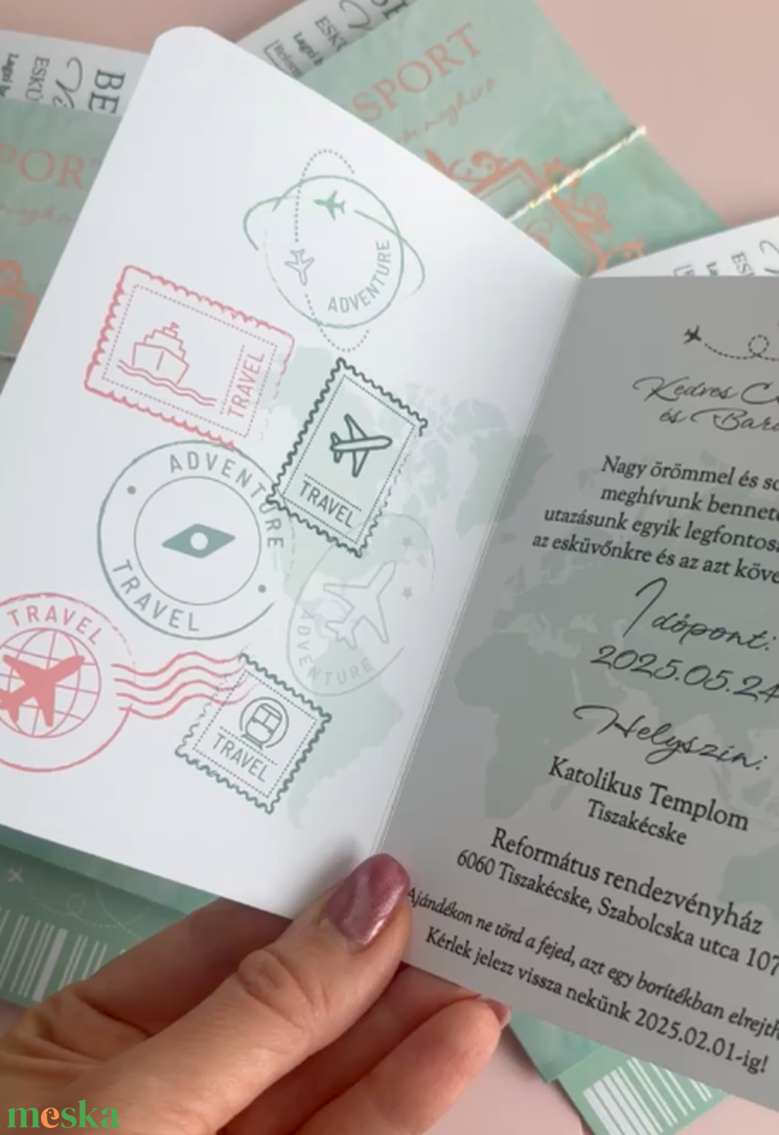 Passport stílusú beszállókártyás menta esküvői meghívó - esküvő - meghívó & kártya - meghívó - Meska.hu Passport stílusú beszállókártyás menta esküvői meghívó - esküvő - meghívó & kártya - meghívó - Meska.hu