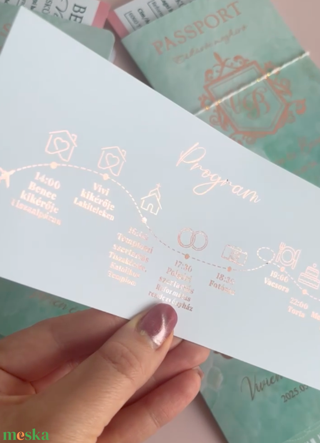 Passport stílusú beszállókártyás menta esküvői meghívó - esküvő - meghívó & kártya - meghívó - Meska.hu Passport stílusú beszállókártyás menta esküvői meghívó - esküvő - meghívó & kártya - meghívó - Meska.hu