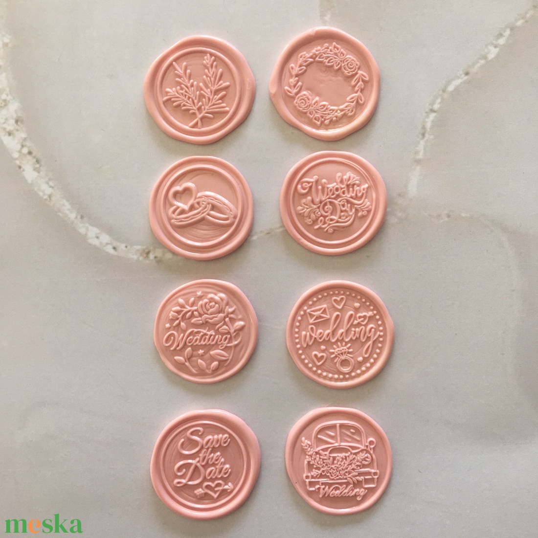 Elegáns félborítékos aranyozott meghívó, szárazvirággal és viaszpecséttel - esküvő - meghívó & kártya - meghívó - Meska.hu