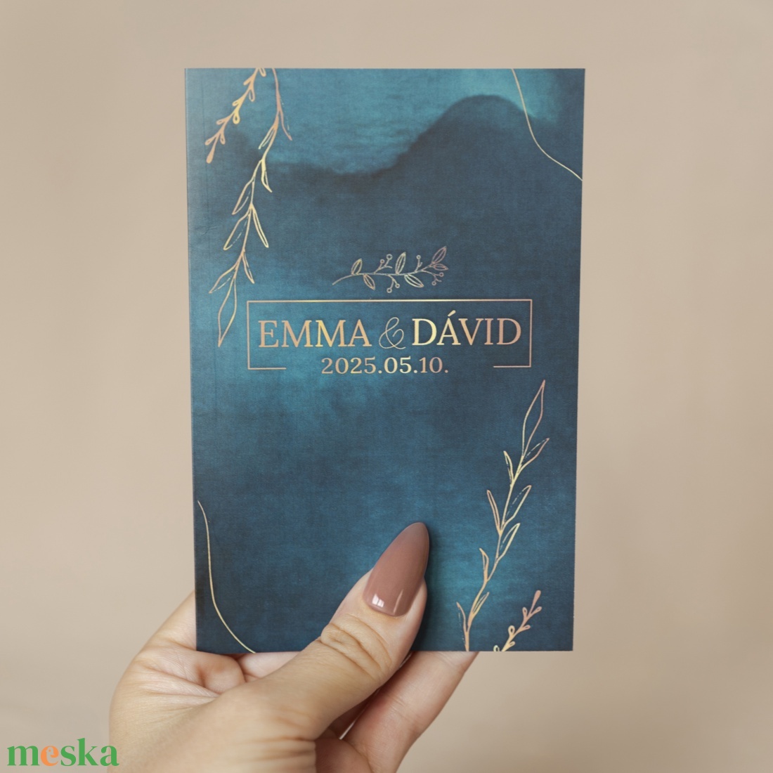 Azure Elegance � Elegáns kék kinyitható esküvői meghívó - esküvő - meghívó & kártya - meghívó - Meska.hu