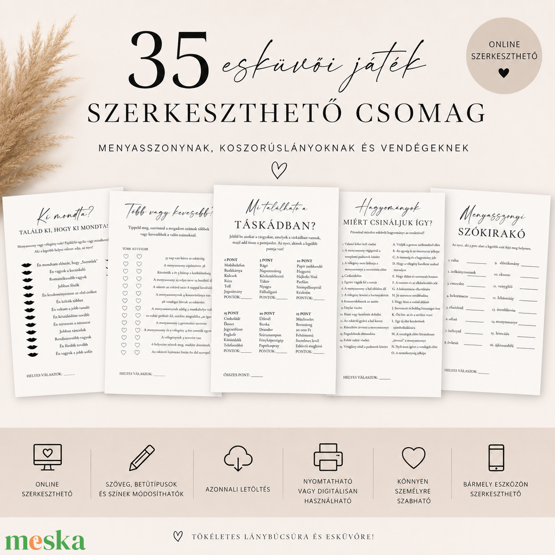 Esküvői és lánybúcsús játékcsomag - 35 játék egy helyen - esküvő - lánybúcsú - Meska.hu