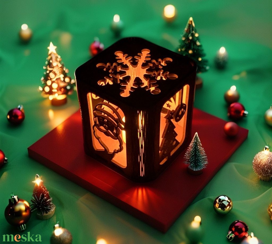 Karácsonyi mécsestartó LED mécsessel - karácsony - karácsonyi lakásdekoráció - karácsonyi lakásdíszek - Meska.hu