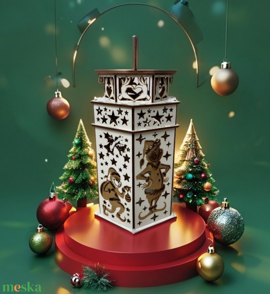 Karácsonyi - Grincs - mécsestartó - karácsony - karácsonyi lakásdekoráció - karácsonyi lakásdíszek - Meska.hu