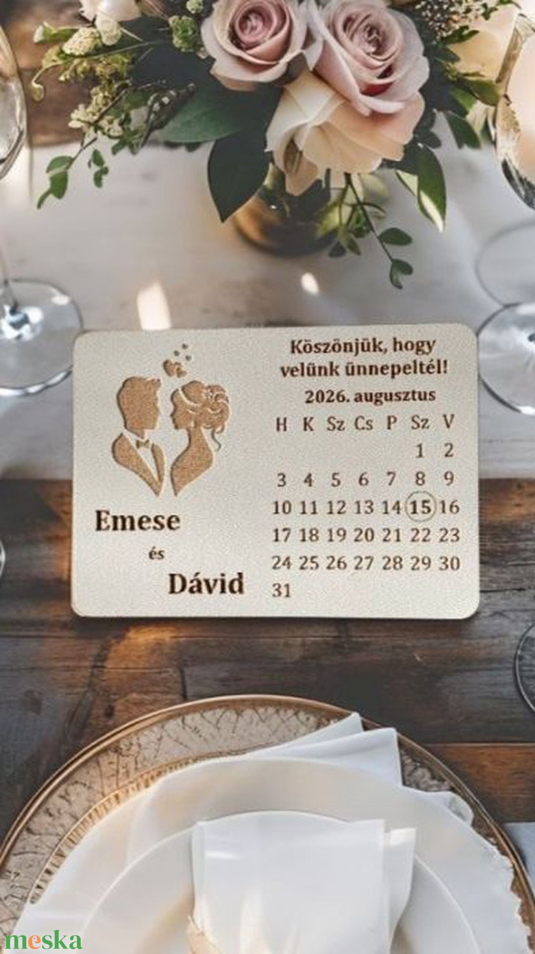 Esküvői köszönőajándék - gravírozott köszönőkártya - hűtőmágnes - esküvő - emlék & ajándék - köszönőajándék - Meska.hu