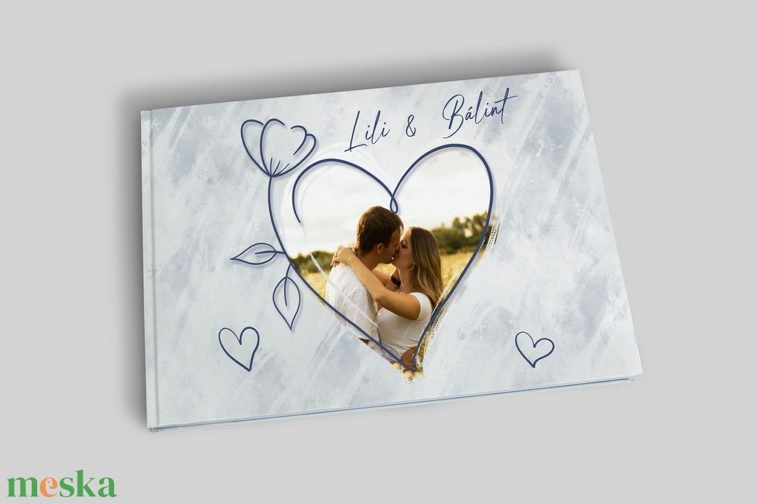 Esküvői vendégkönyv fotóval (kékesszürke) - esküvő - emlék & ajándék - vendégkönyv - Meska.hu