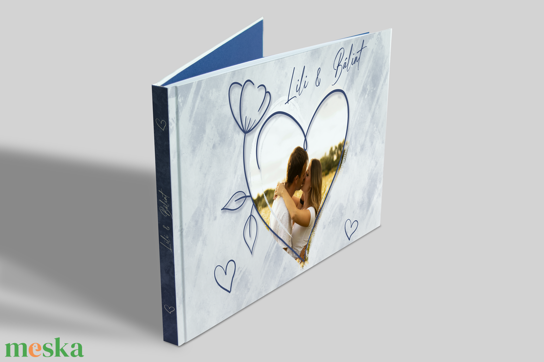 Esküvői vendégkönyv fotóval (kékesszürke) - esküvő - emlék & ajándék - vendégkönyv - Meska.hu