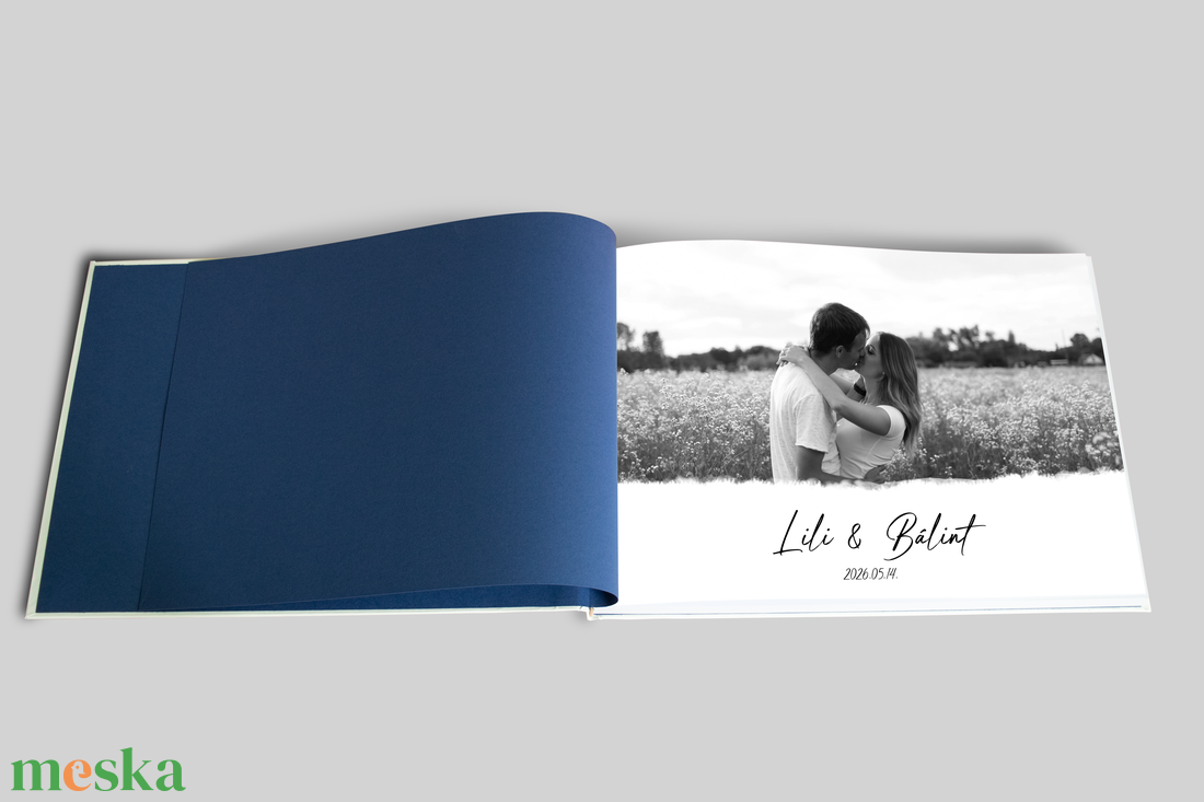 Esküvői vendégkönyv fotóval (kékesszürke) - esküvő - emlék & ajándék - vendégkönyv - Meska.hu