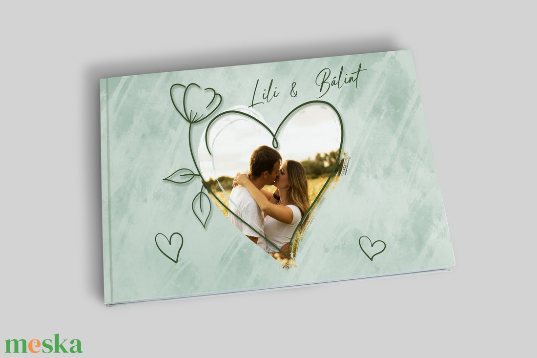 Esküvői vendégkönyv fotóval (zöld) - esküvő - emlék & ajándék - vendégkönyv - Meska.hu