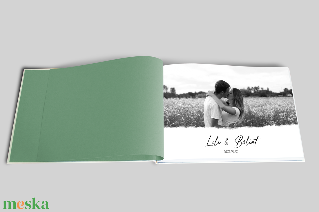 Esküvői vendégkönyv fotóval (zöld) - esküvő - emlék & ajándék - vendégkönyv - Meska.hu