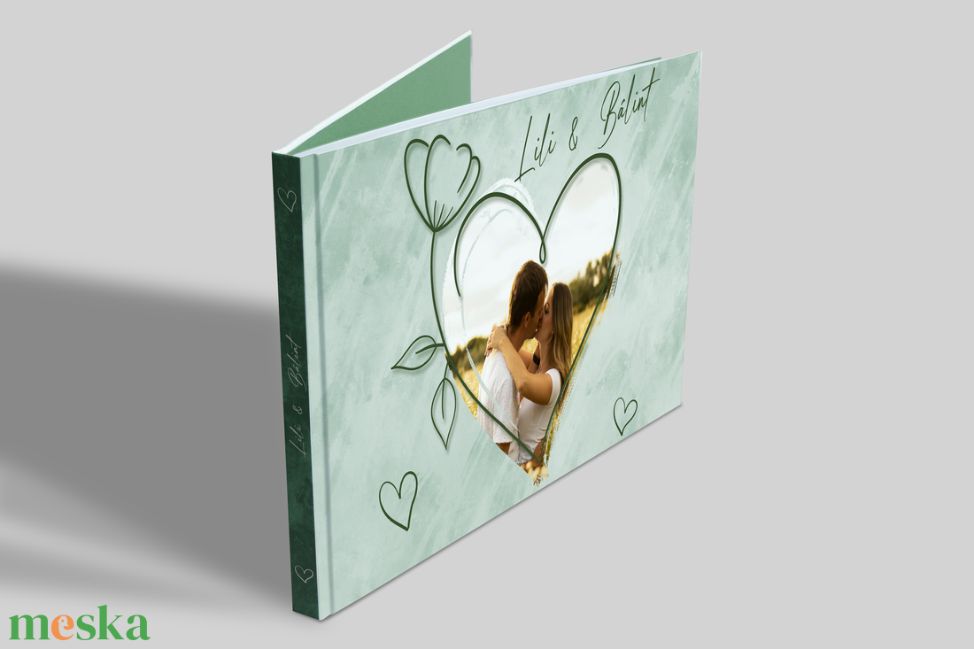 Esküvői vendégkönyv fotóval (zöld) - esküvő - emlék & ajándék - vendégkönyv - Meska.hu