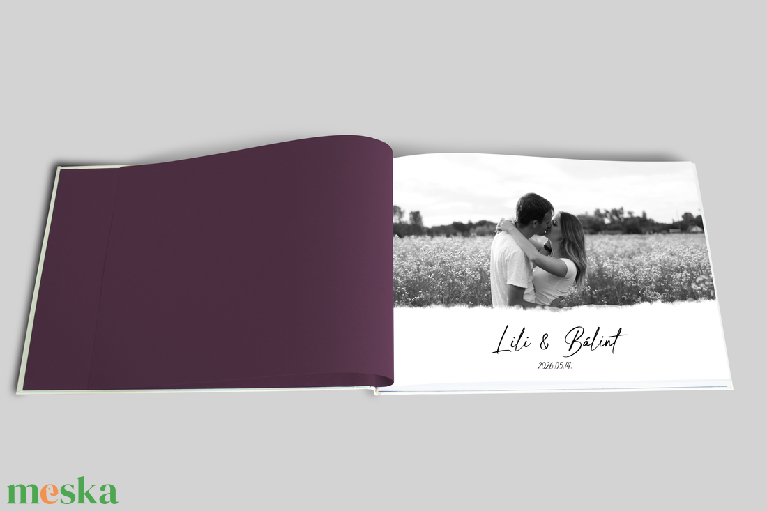 Esküvői vendégkönyv fotóval (lila) - esküvő - emlék & ajándék - vendégkönyv - Meska.hu