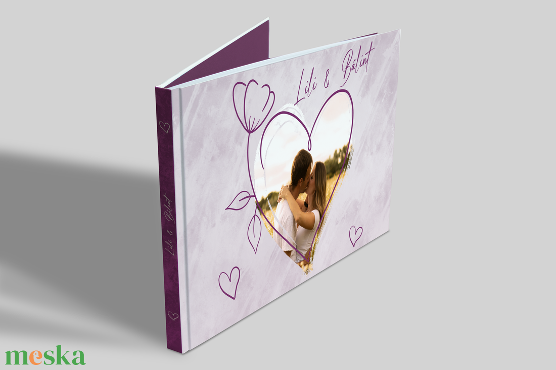 Esküvői vendégkönyv fotóval (lila) - esküvő - emlék & ajándék - vendégkönyv - Meska.hu