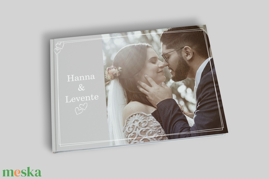 Esküvői vendégkönyv fotóval (Szürke modern) - esküvő - emlék & ajándék - vendégkönyv - Meska.hu