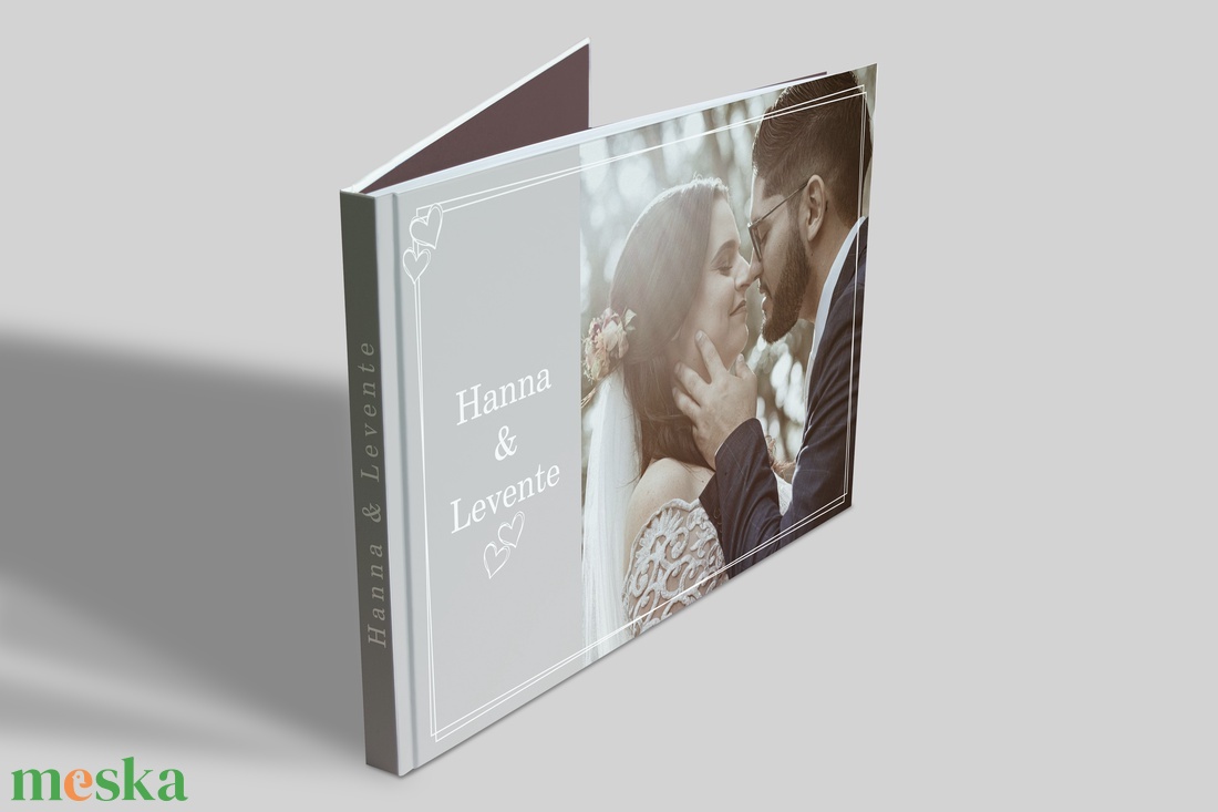 Esküvői vendégkönyv fotóval (Szürke modern) - esküvő - emlék & ajándék - vendégkönyv - Meska.hu