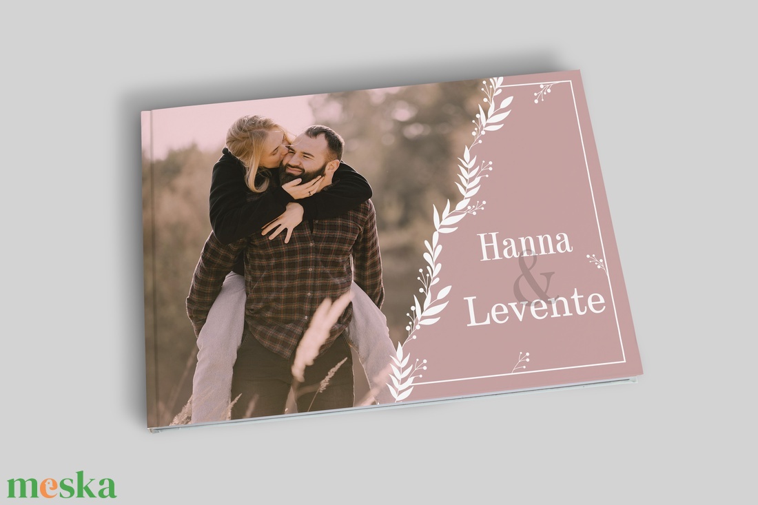 Esküvői vendégkönyv fotóval (fehér virágmintás) - esküvő - emlék & ajándék - vendégkönyv - Meska.hu