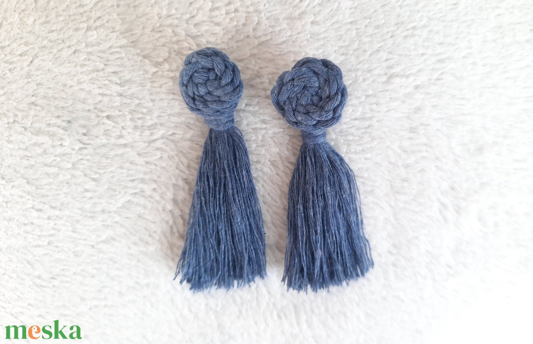 makramé knot fülbevaló - farmerkék - ékszer - fülbevaló - lógó fülbevaló - Meska.hu makramé knot fülbevaló - farmerkék - ékszer - fülbevaló - lógó fülbevaló - Meska.hu