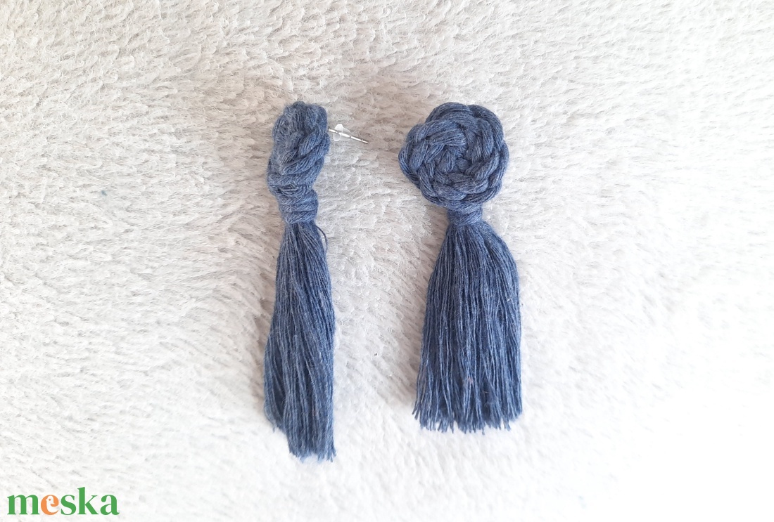 makramé knot fülbevaló - farmerkék - ékszer - fülbevaló - lógó fülbevaló - Meska.hu makramé knot fülbevaló - farmerkék - ékszer - fülbevaló - lógó fülbevaló - Meska.hu