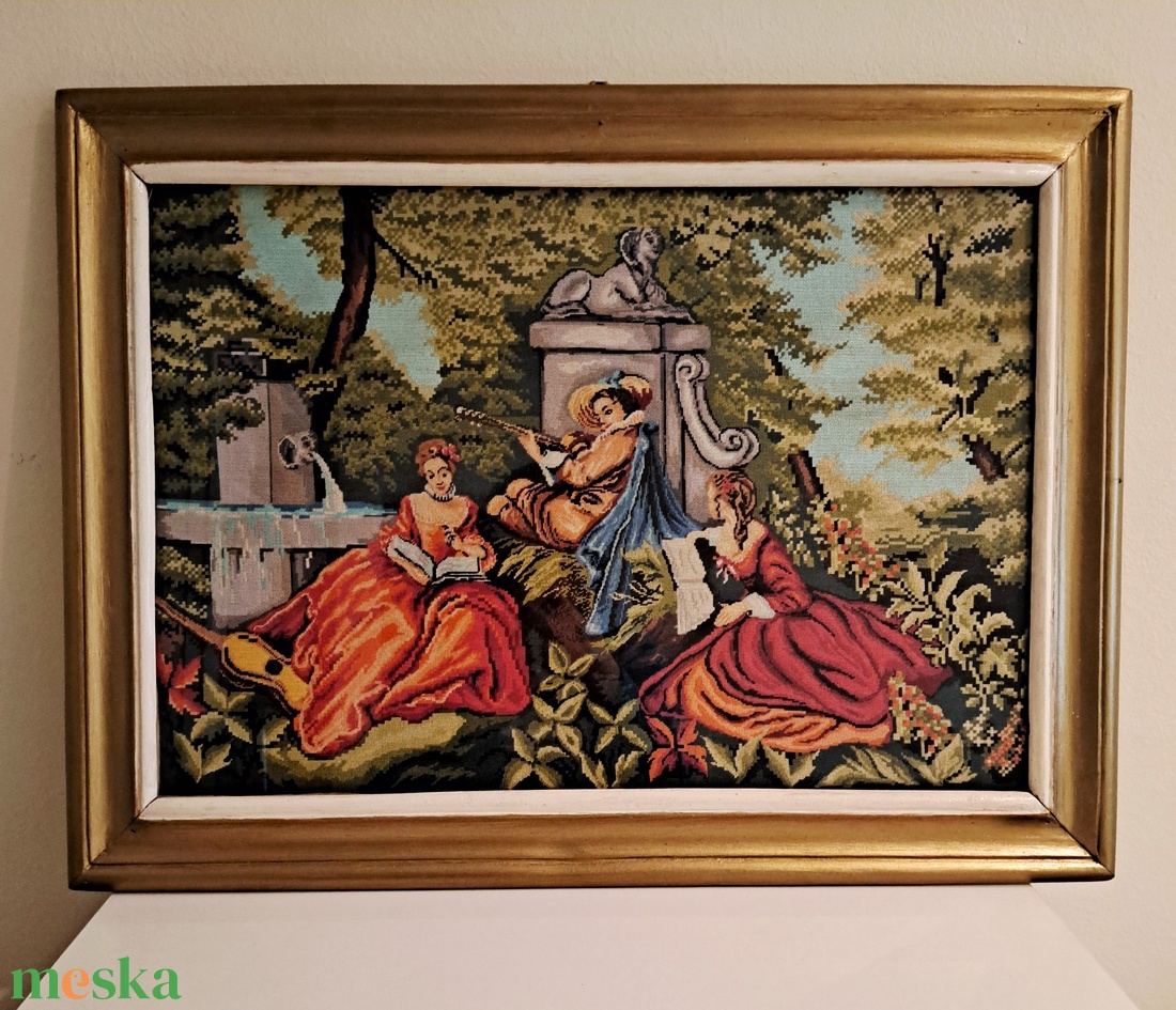 Életkép- finom öltéses gobelin falikép - művészet - textilkép - gobelin - Meska.hu