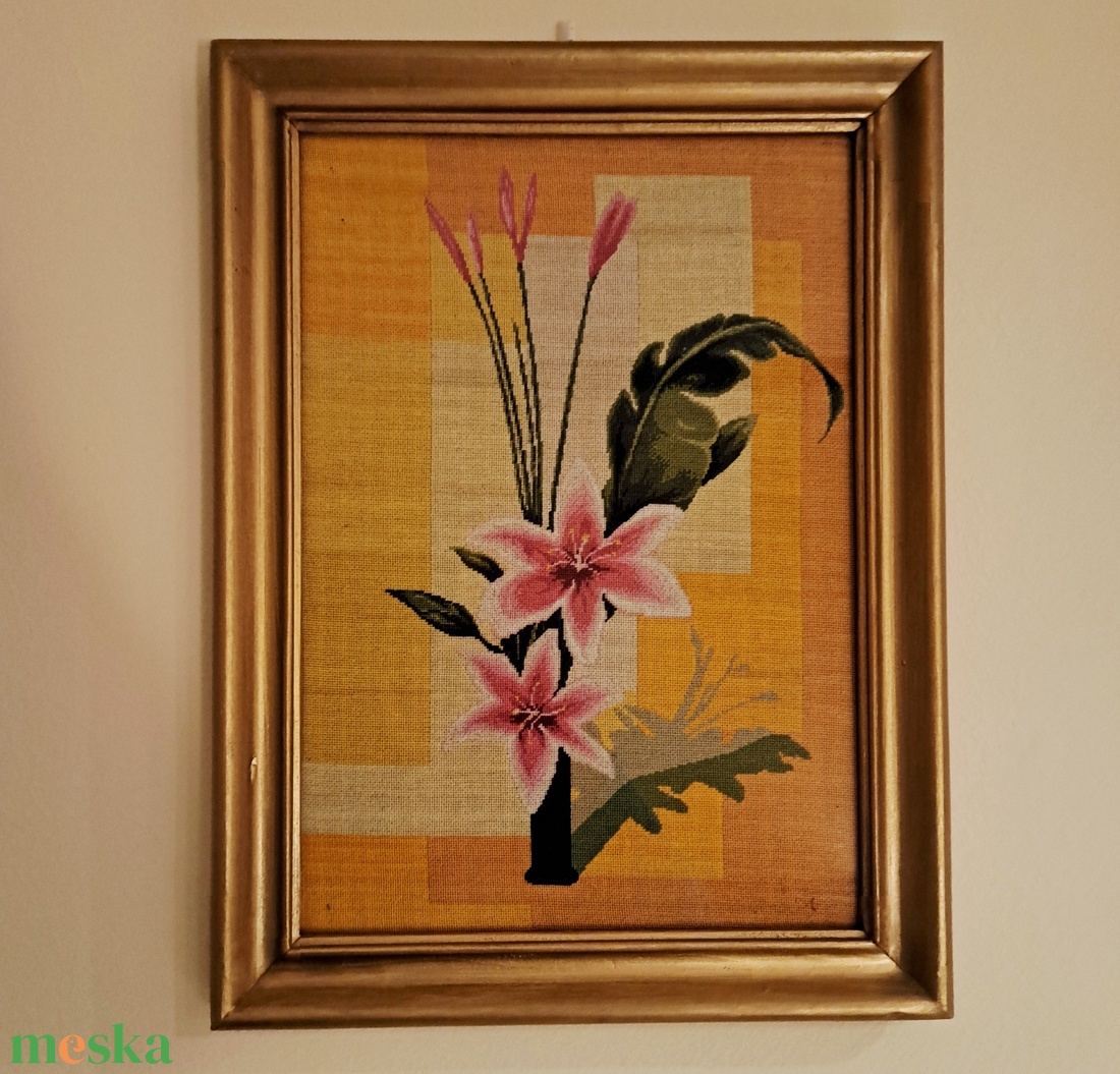 Királyliliom- finom öltéses gobelin falikép - művészet - textilkép - gobelin - Meska.hu