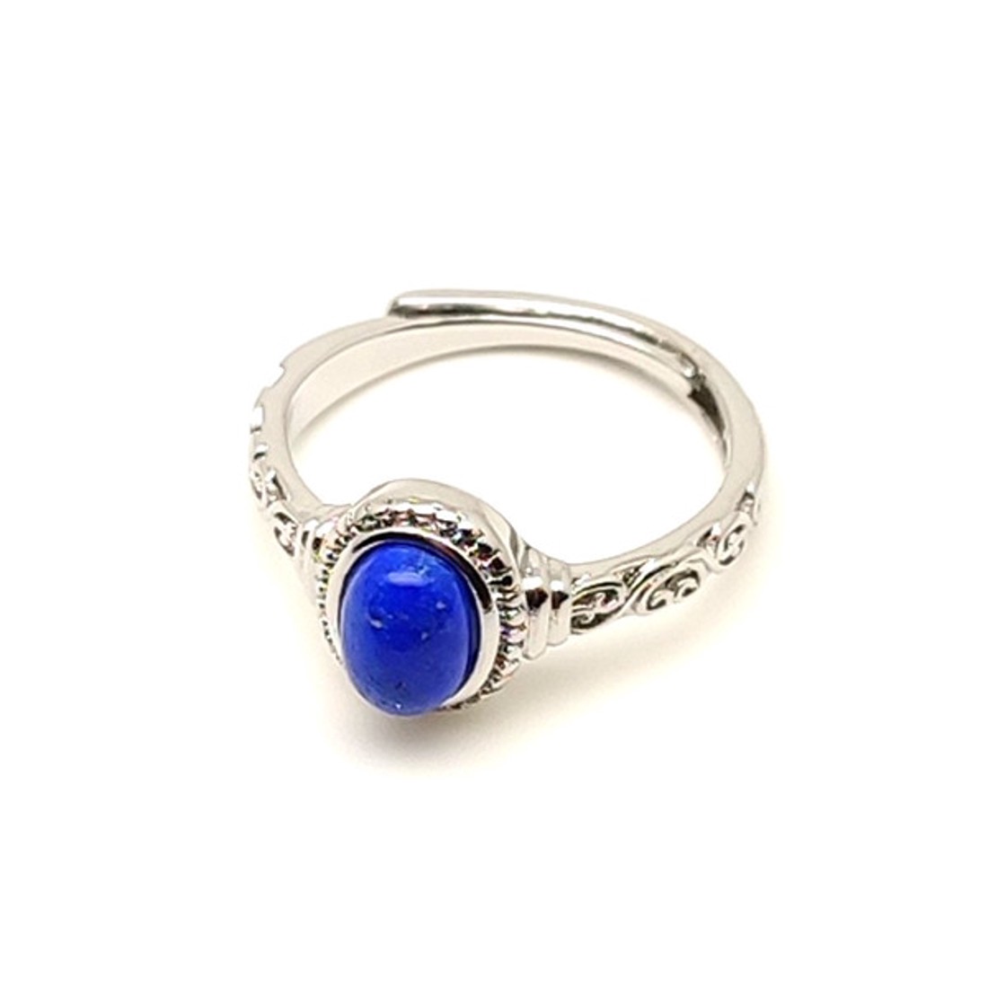 Lapis lazuli gyűrű állítható, díszes ovál 9x7 mm Királykék -  - Meska.hu