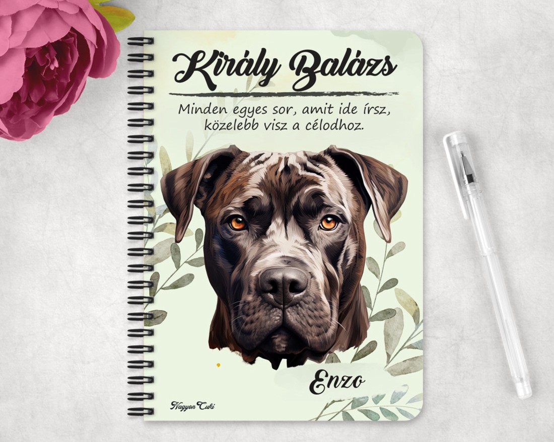 Személyre szabható - Cane Corso portré mintás A5-ös füzet - otthon & életmód - papír, írószer - jegyzetfüzet & napló - Meska.hu