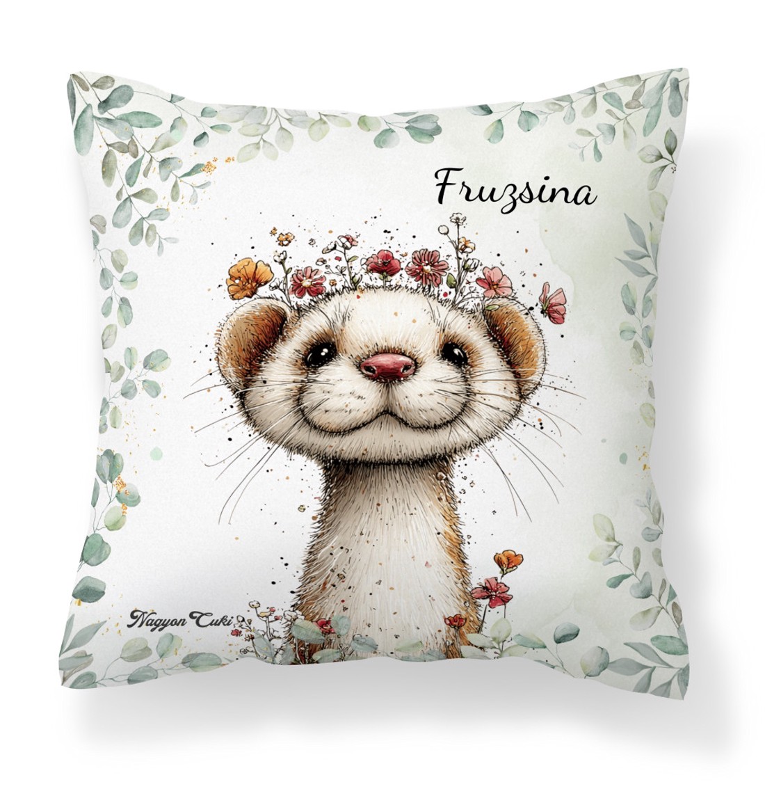Névvel kérhető - Tündéri hermelin, a kecses felfedező mintás párna - otthon & életmód - lakástextil - párna & párnahuzat - díszpárna (belsővel együtt) - Meska.hu