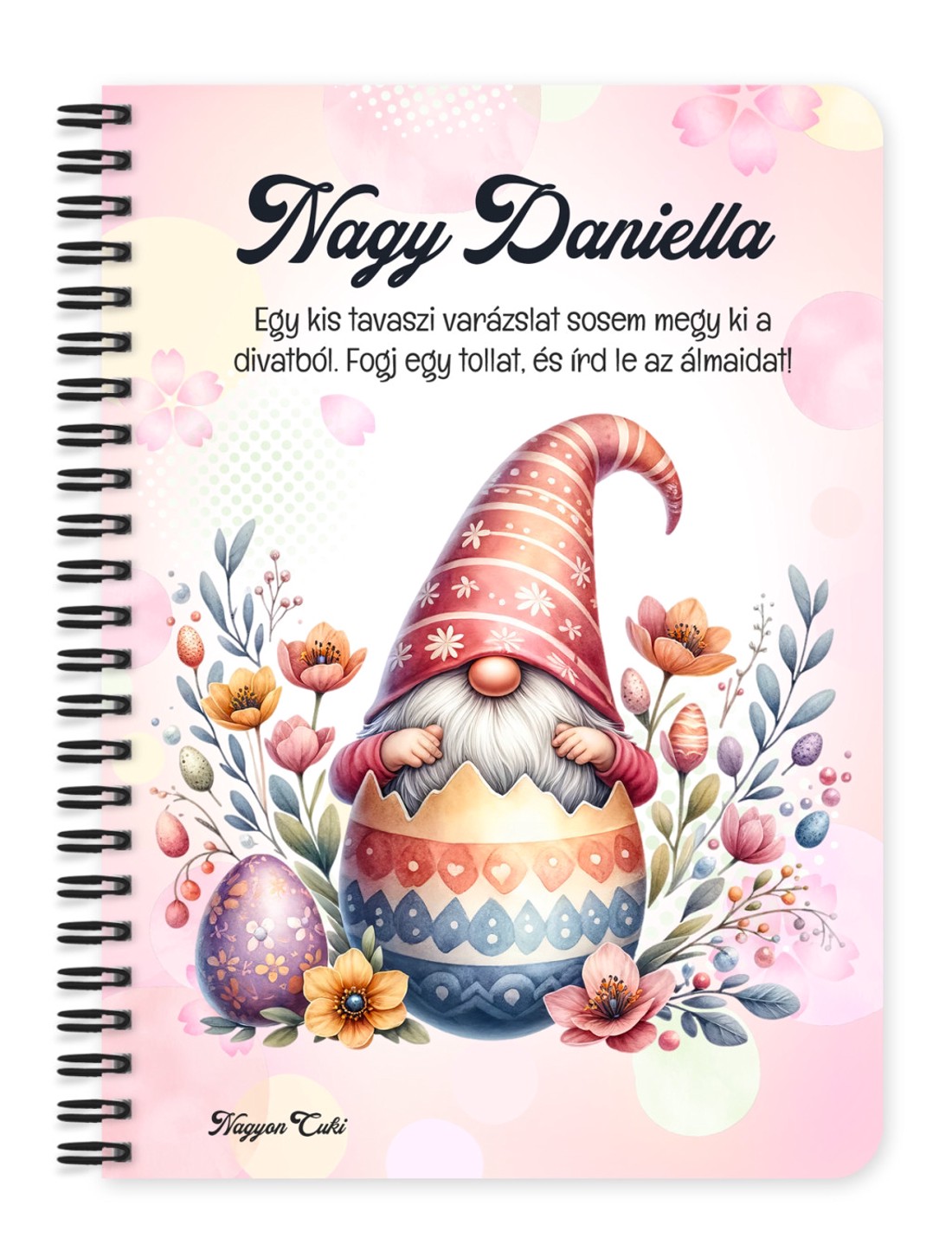 Személyre szabható - Virágos Húsvéti manó mintás A5-ös füzet - otthon & életmód - papír, írószer - jegyzetfüzet & napló - Meska.hu
