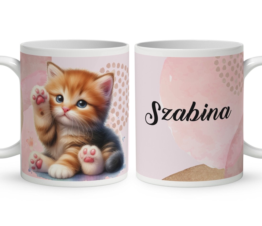 Kérd a Neveddel - Cuki tapis vörös cicus mintás bögre - otthon & életmód - konyhafelszerelés, tálalás - tálalás - bögre & csésze - Meska.hu