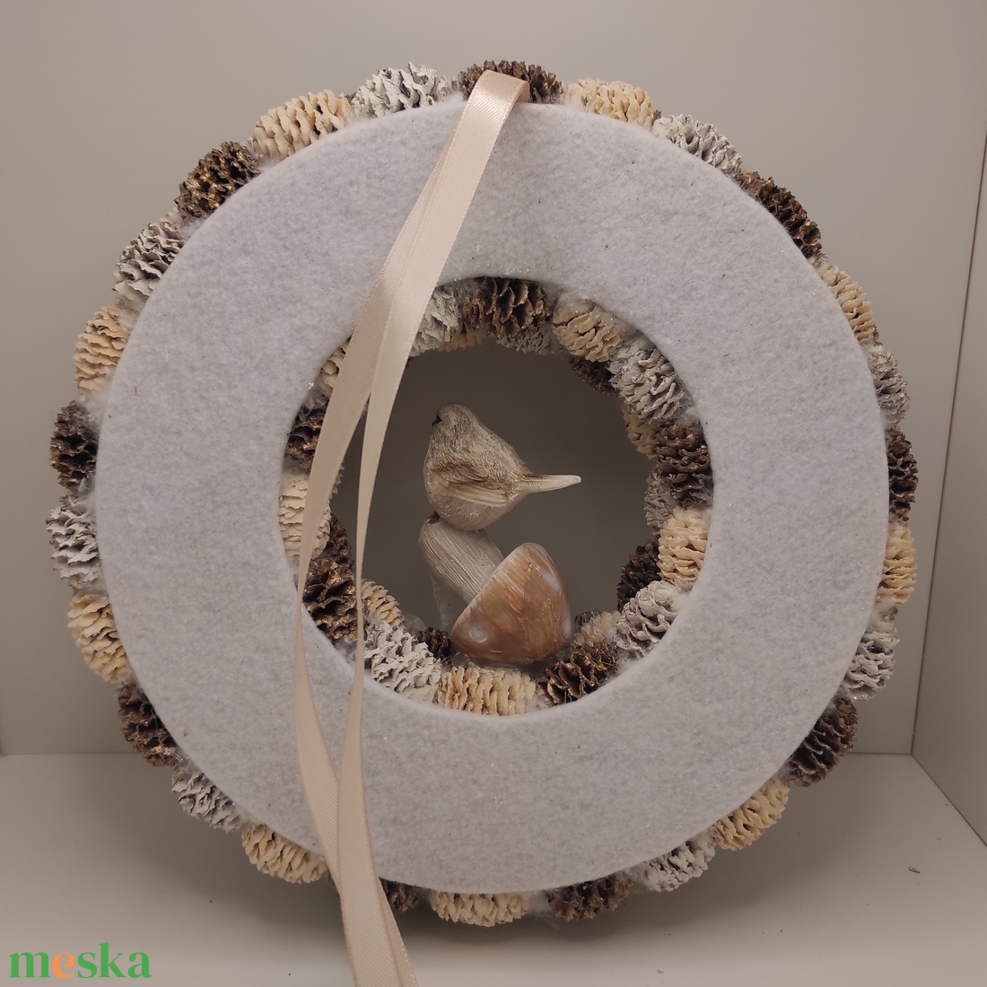 Karácsonyi kopogtató, koszorú madárral 23 cm - otthon & életmód - dekoráció - ajtó- és ablak dekoráció - ajtódísz & kopogtató - Meska.hu