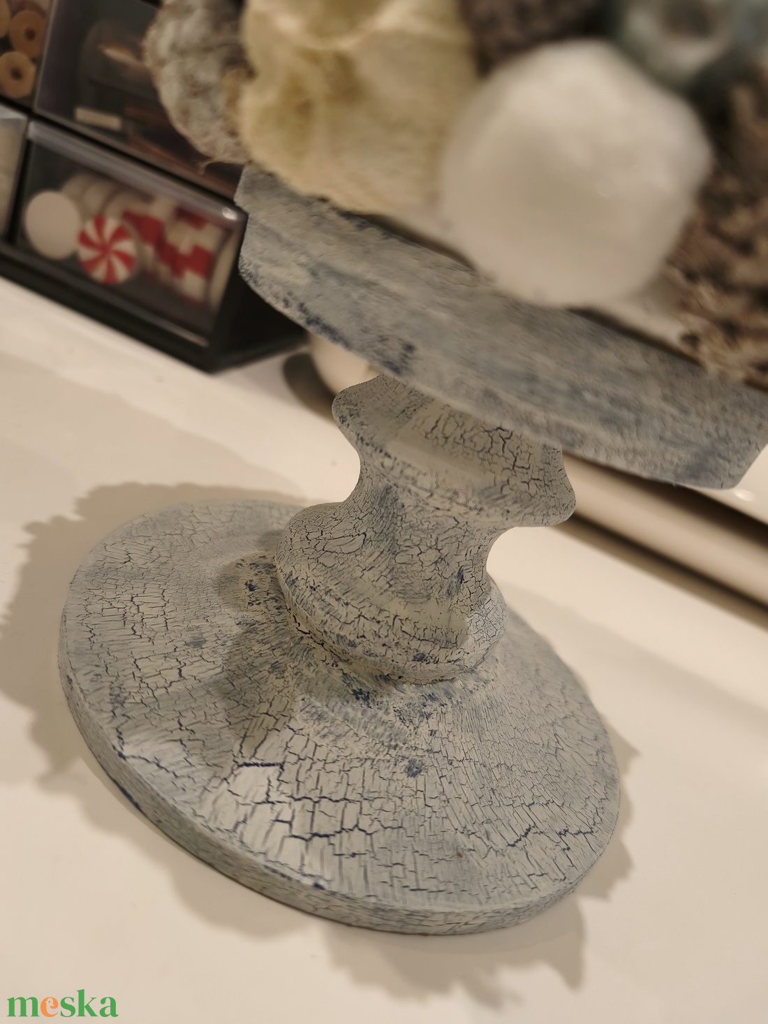 Mini karácsonyfa - kék/ezüst  - karácsony - mikulás - mikulás beltéri dekoráció - Meska.hu