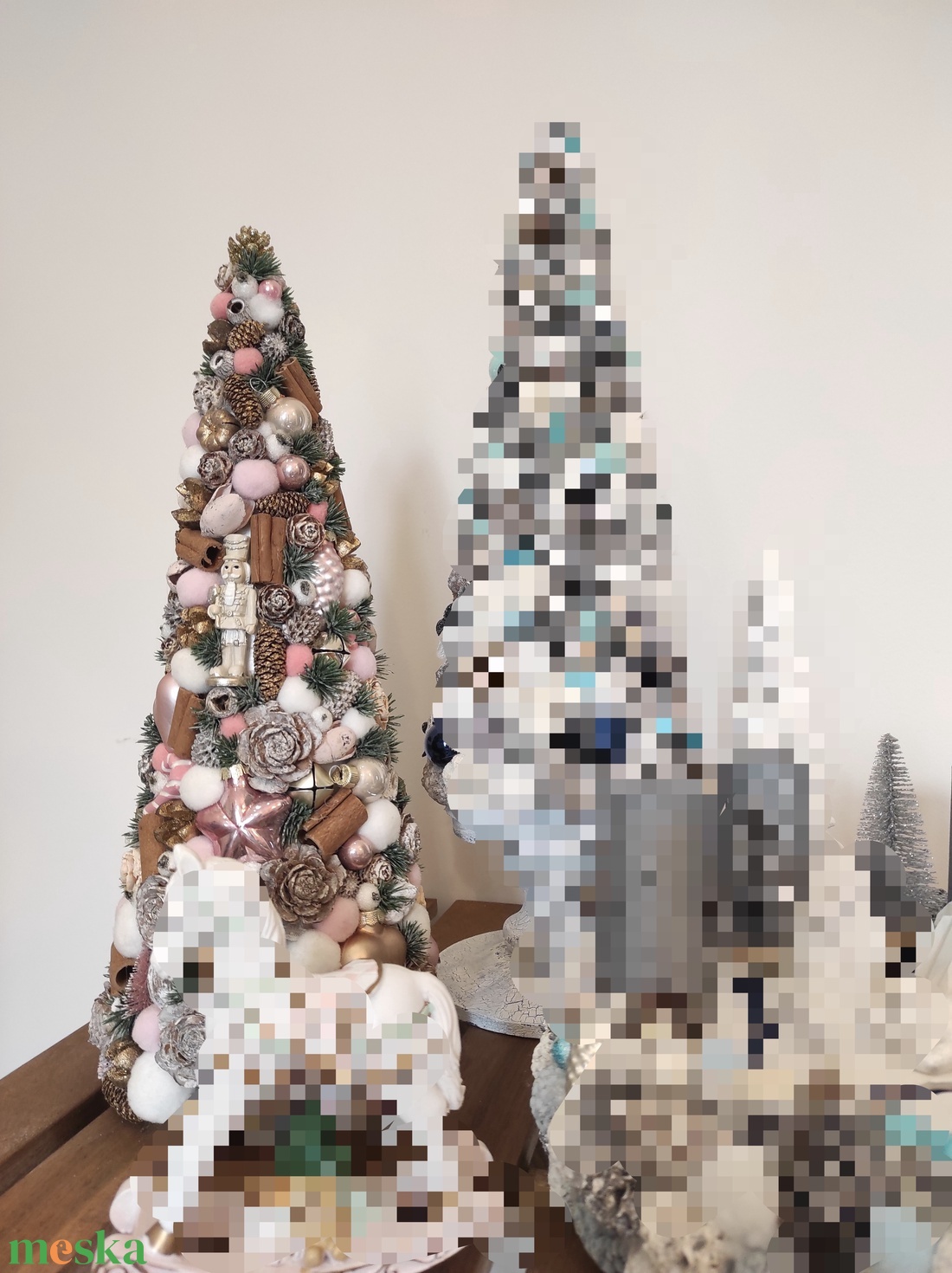 Mini karácsonyfa - rózsaszín - karácsony - mikulás - mikulás beltéri dekoráció - Meska.hu