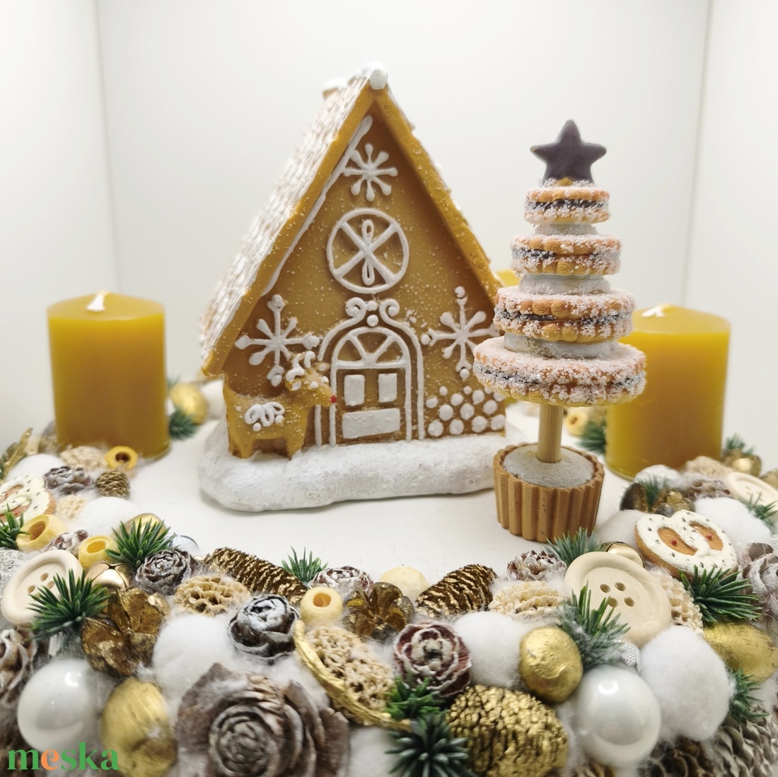 Adventi koszorú, mézeskalács  - karácsony - adventi díszek - adventi koszorú - Meska.hu