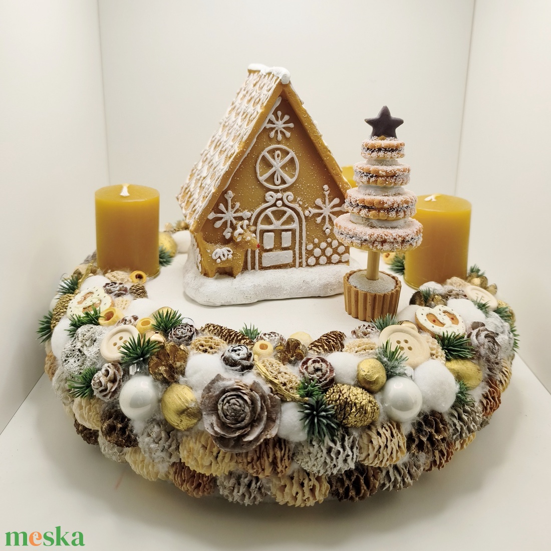Adventi koszorú, mézeskalács  - karácsony - adventi díszek - adventi koszorú - Meska.hu