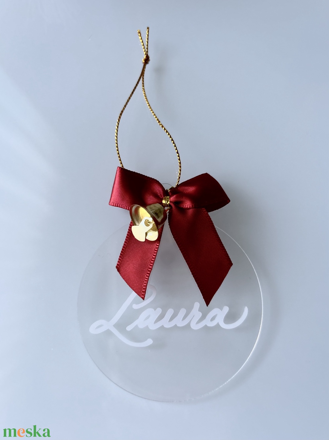 Egyedi névre szóló karácsonyfadísz  kézzel írt kalligráf felirattal - karácsony - karácsonyi lakásdekoráció - karácsonyi lakásdíszek - Meska.hu