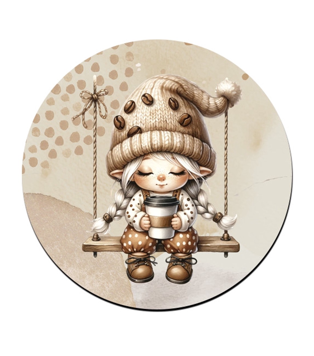 Hintázó kávés manó lány mintás bögre alátét -  - Meska.hu