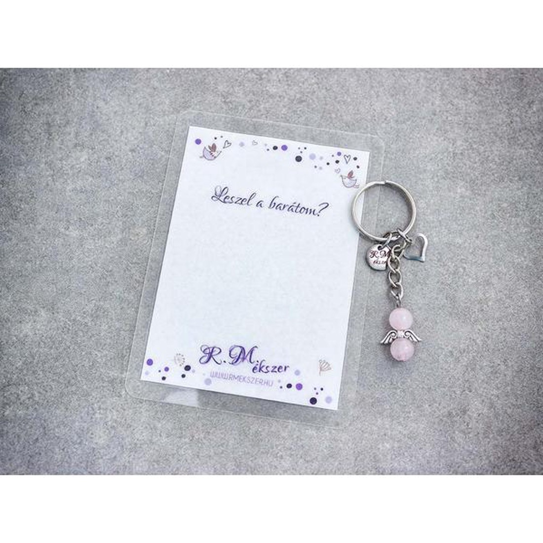 Leszel a barátom kulcstartó rózsakvarccal - táska & tok - kulcstartó & táskadísz - kulcstartó - Meska.hu