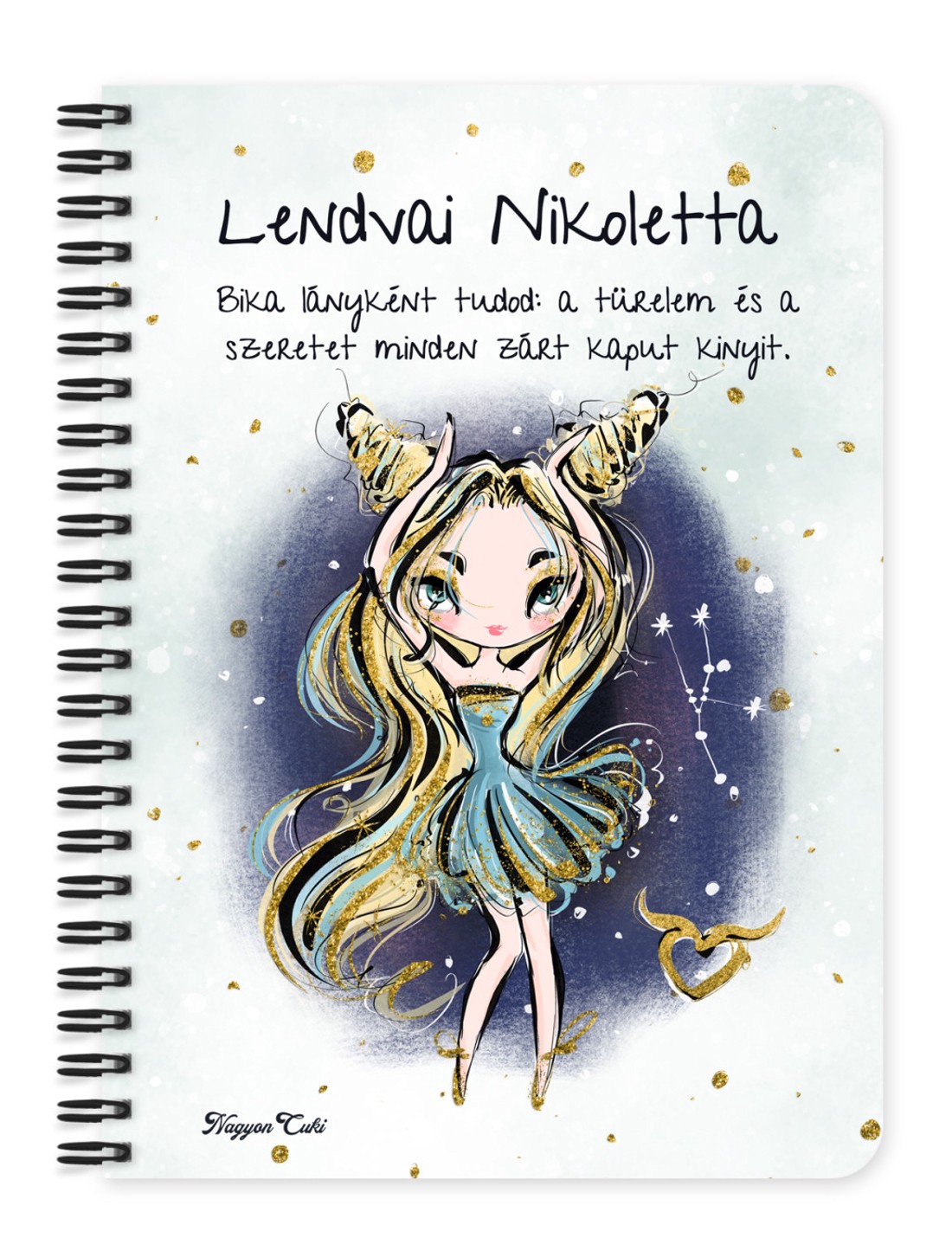 Személyre szabható - Szőke hajú Csini Bika lány mintás A5-ös füzet - otthon & életmód - papír, írószer - jegyzetfüzet & napló - Meska.hu