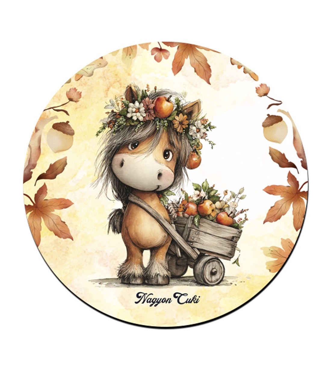 Cuki őszi póni almával mintás pohár alátét -  - Meska.hu