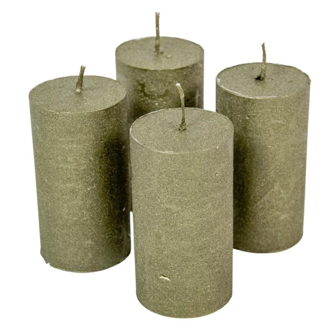 Rusztikus metál henger gyertya 50x90mm - olíva szett - kellékek & szerszámok - vegyes alapanyag - Meska.hu