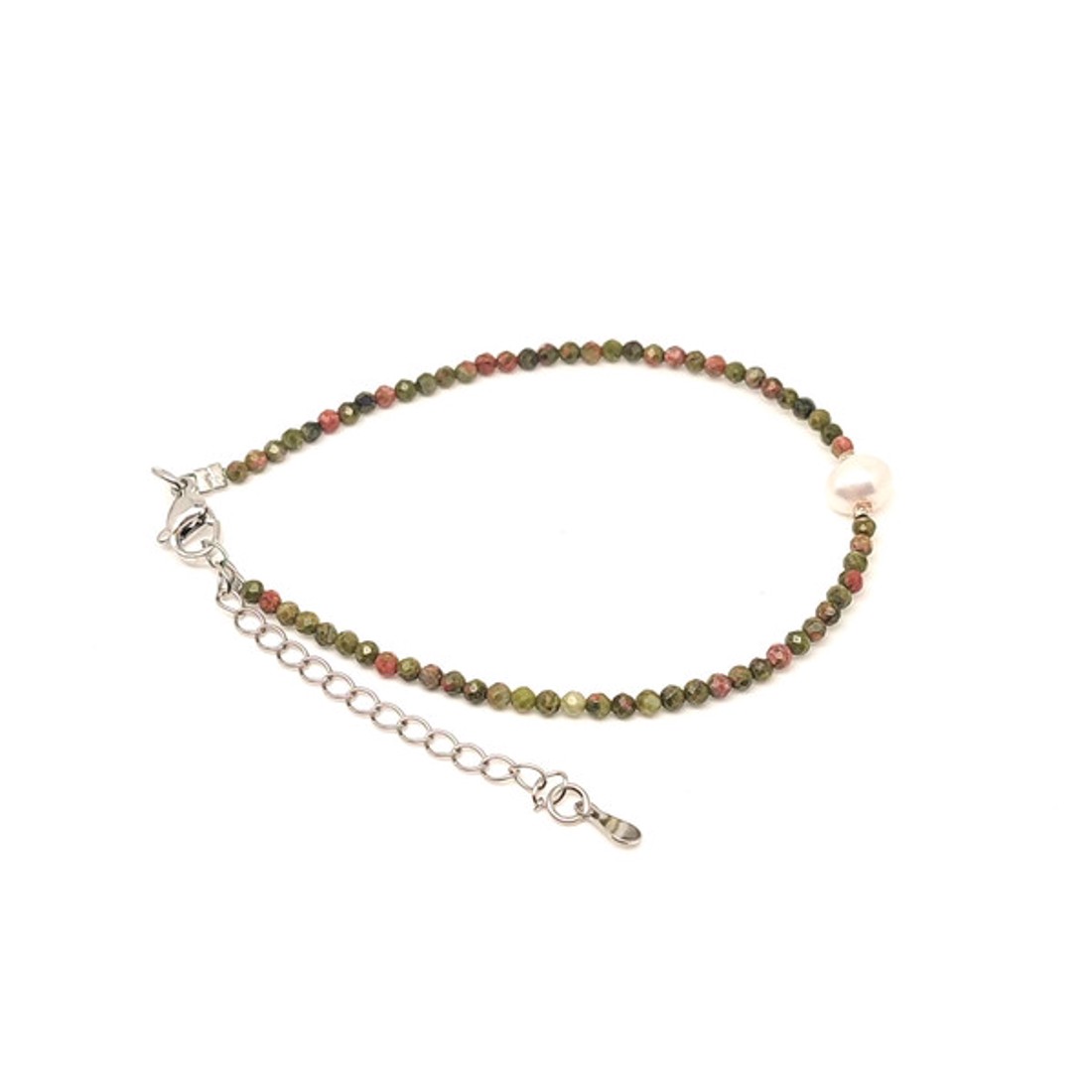 Fazettált unakit golyós ásvány karkötő állítható kivitelben 2mm - ékszer - karkötő - ásványkarkötő - Meska.hu
