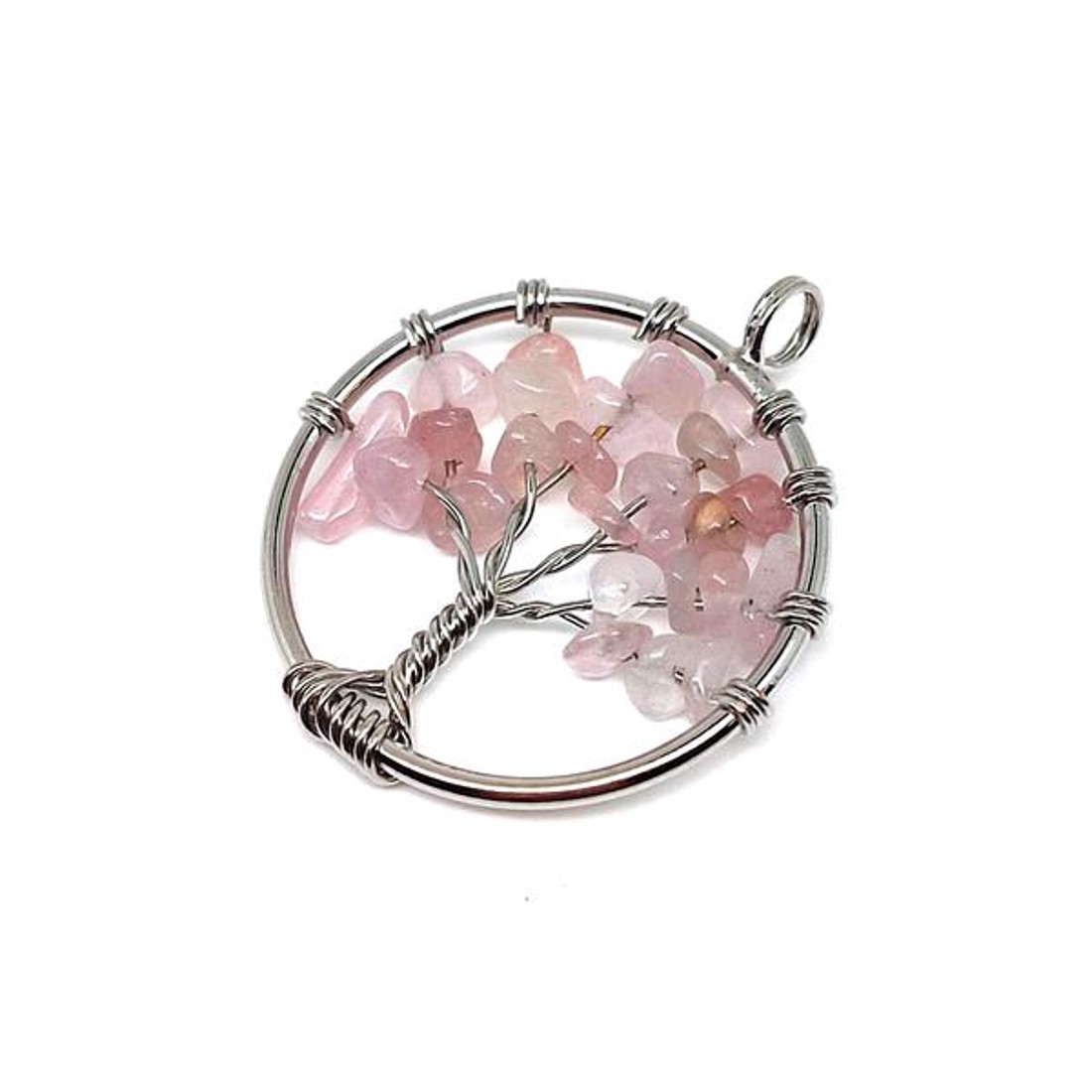 Életfa medál drótos Rózsakvarc 3cm - ékszer - nyaklánc - medál - Meska.hu